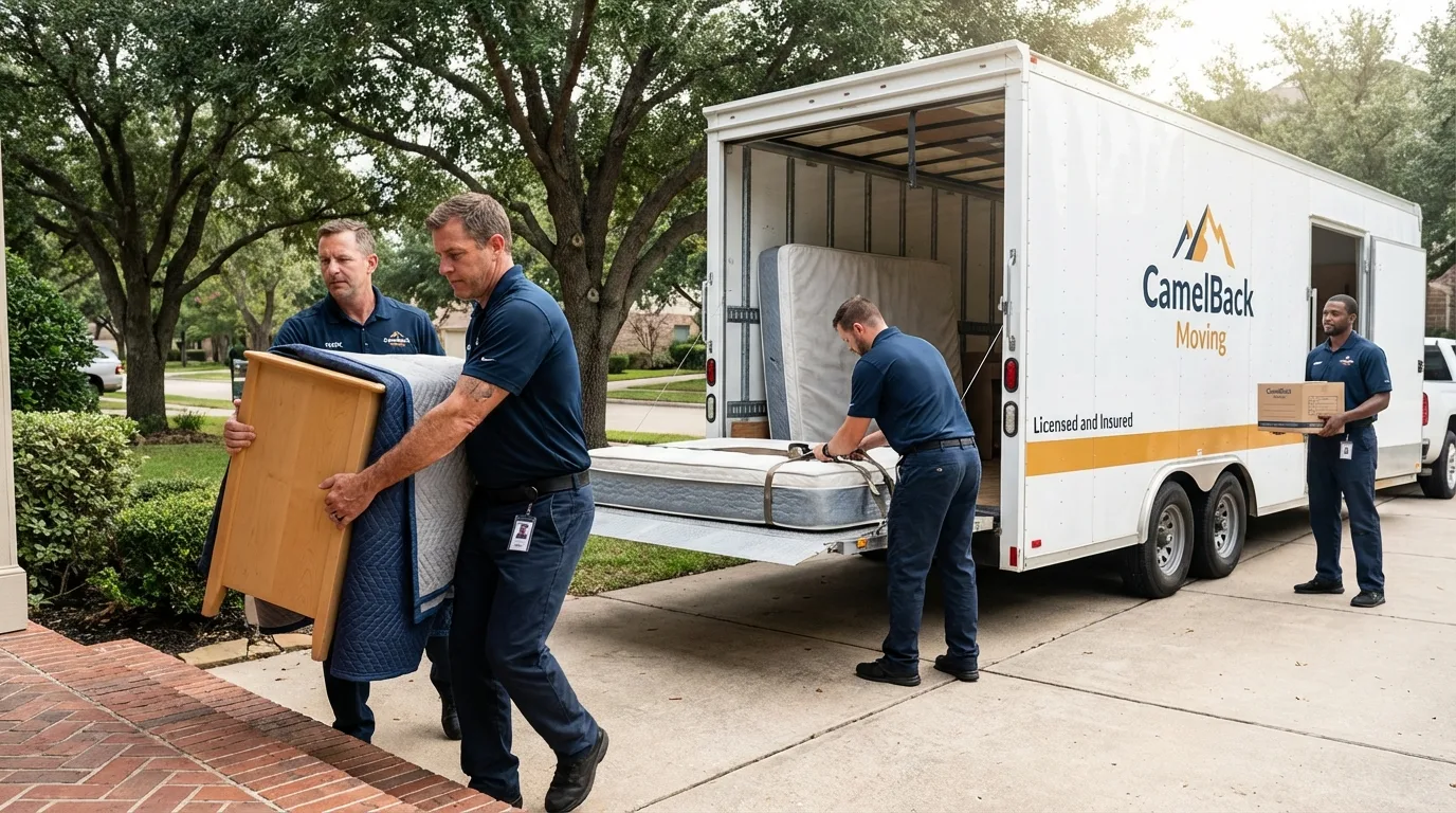 Crew loading residential truck for cross-state move from Moorcroft, WY