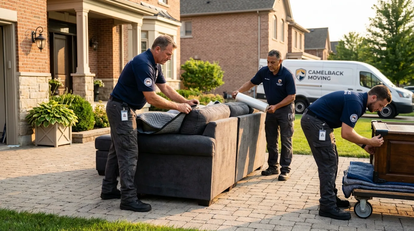 Large estate moving crew wrapping furniture in Moorcroft, WY