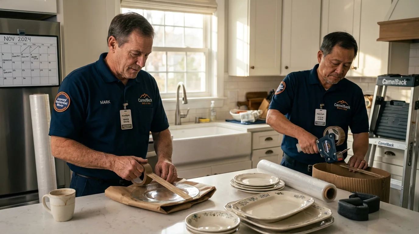 Professional crew packing kitchen dishware in Moorcroft, WY